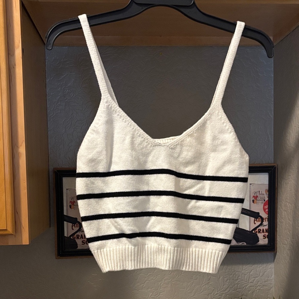 Forever 21 Black and White Striped Crop Top